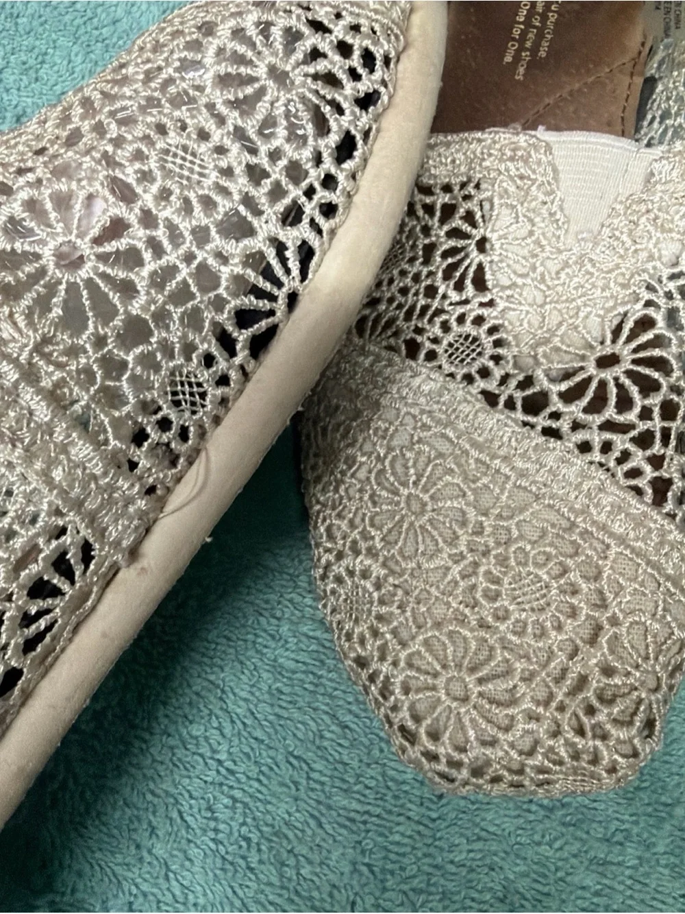 TOMS Women's Ivory Crochet Slip-On Shoe 8W